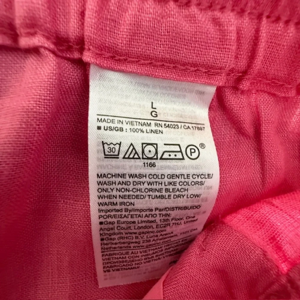 Women's Large L Pink 100% Linen Pull-on Ankle Wide Leg Pants Worn 2x ($120 new)